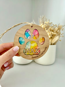 Dog Paw Print Stained Glass Decoration