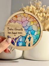 Load image into Gallery viewer, Baby announcement stained glass decoration
