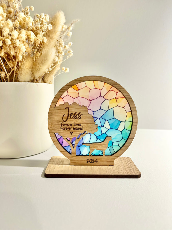Freestanding Stained Glass Dog memorial silhouette decoration