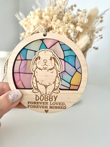 Stained Glass rabbit memorial