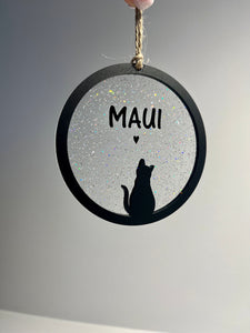 Glitter cat silhouette decoration