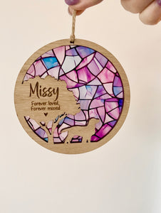 Stained Glass Dog memorial silhouette decoration