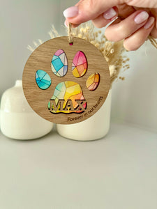 Dog Paw Print Stained Glass Decoration