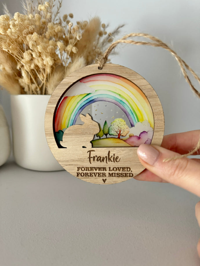 Rainbow bridge rabbit decoration