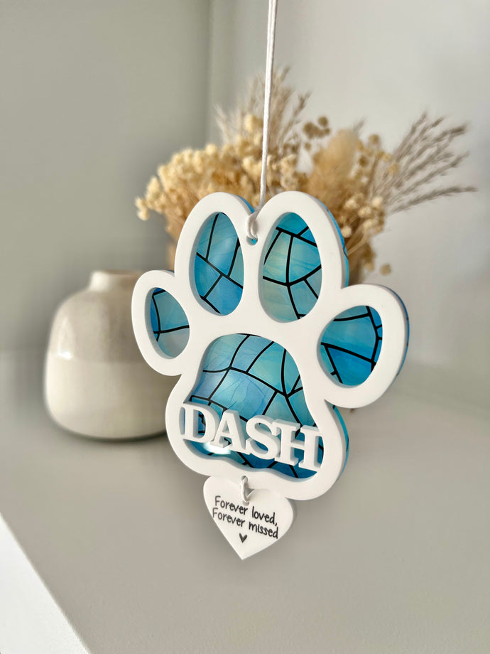 White Stained Glass Outdoor paw memorial decoration