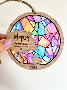 Stained Glass rabbit memorial silhouette decoration