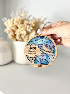 Stained Glass budgie memorial silhouette decoration