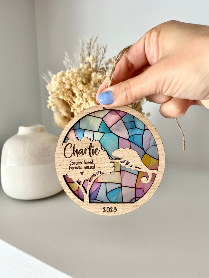Stained Glass Chameleon memorial silhouette decoration