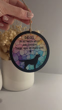 Load and play video in Gallery viewer, Glitter stained glass dog silhouette memorial
