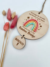 Load image into Gallery viewer, Lighter wood Vibrant Rainbow bridge plaque
