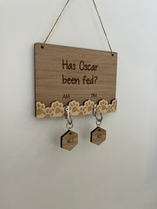 Pet feeding tracker plaque