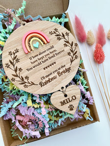 Vibrant floral rainbow bridge plaque