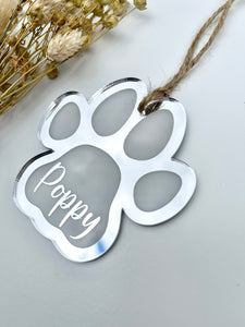 Silver mirrored dog paw