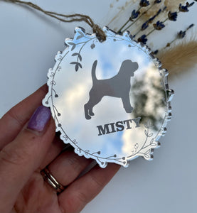 Mirror dog floral wreath decoration