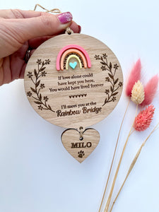 Vibrant floral rainbow bridge plaque