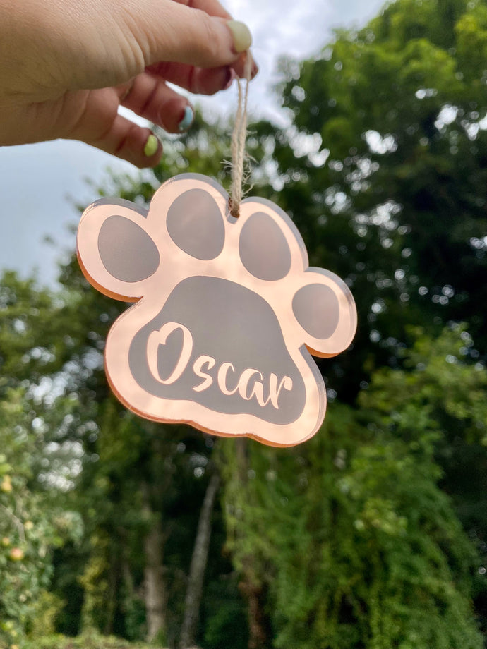 Rose gold mirror paw decoration