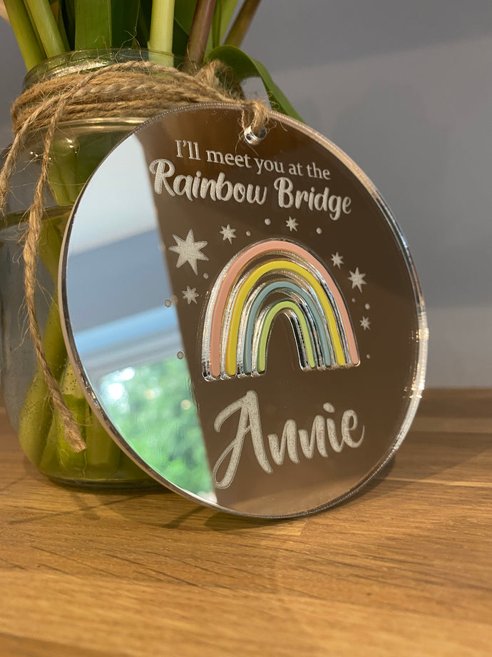 Mirrored rainbow bridge plaque