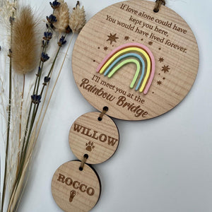 Lighter wood If love alone Rainbow bridge plaque