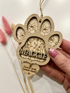Wildflower paw memorial decoration